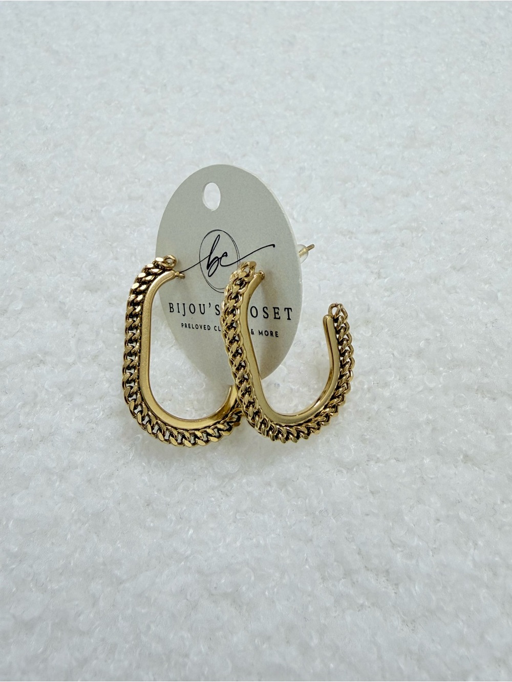 Gold Chain-Detail Hoop Earrings